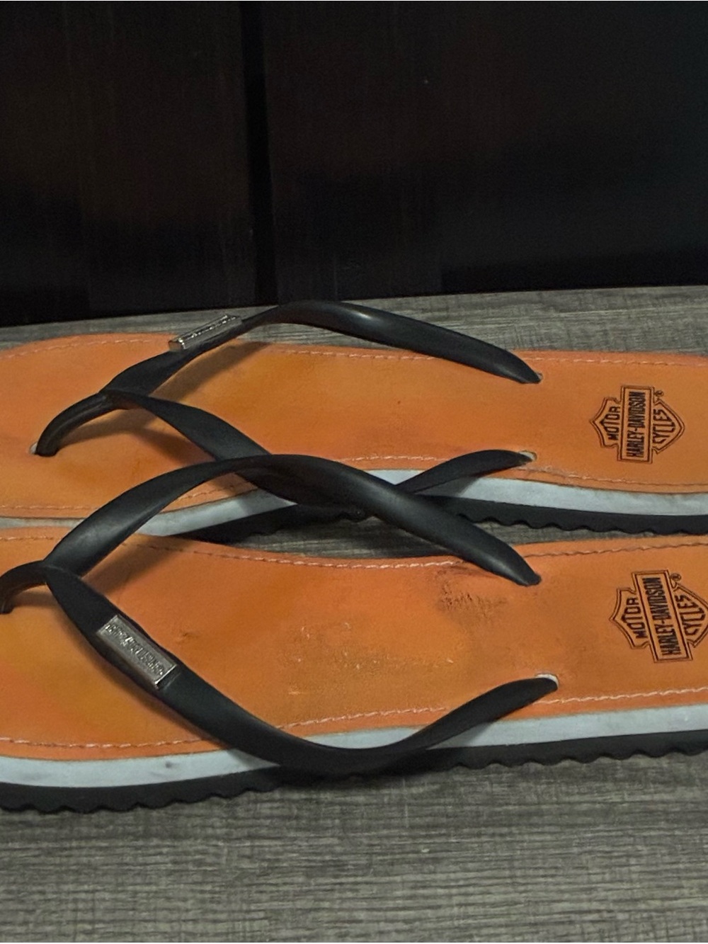 Harley-Davidson Women's Orange and Black Sandal Flip Flops